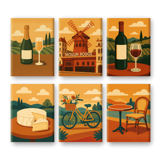 6 Mini Paintings - Taste of France Set