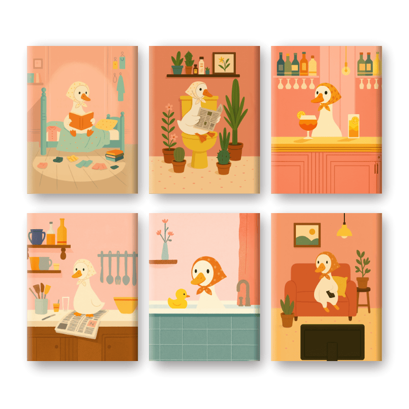6 Mini Paintings - The White Goose Set