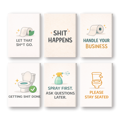 6 Mini Paintings - Toilet Quotes Set