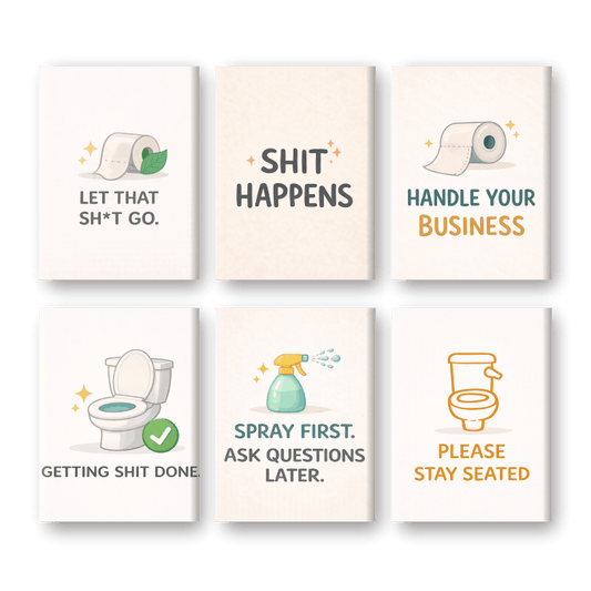 6 Mini Paintings - Toilet Quotes Set
