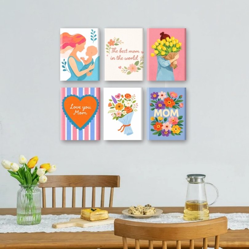 6 Mini Paintings - Happy Mother's Day Set