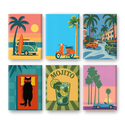 6 Mini Paintings | Tropical Retro Set