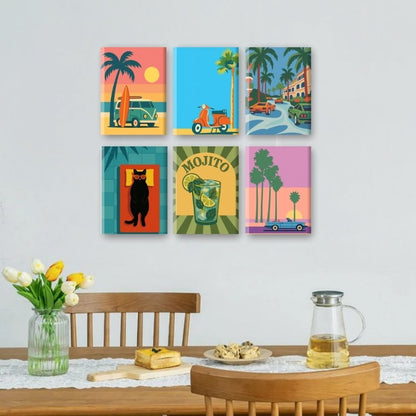 6 Mini Paintings | Tropical Retro Set
