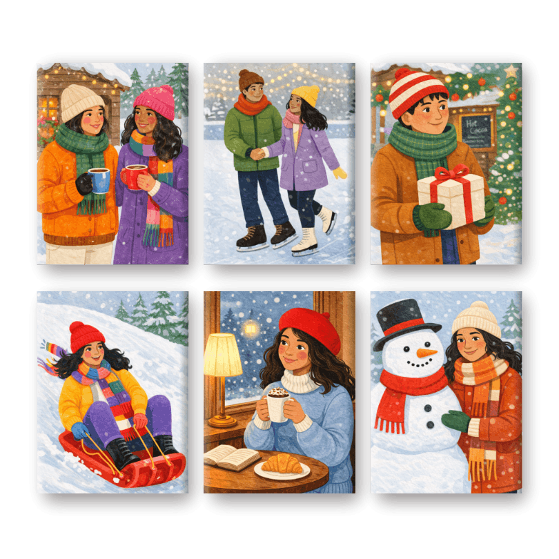 6 Mini Paintings - Winter Fun Set