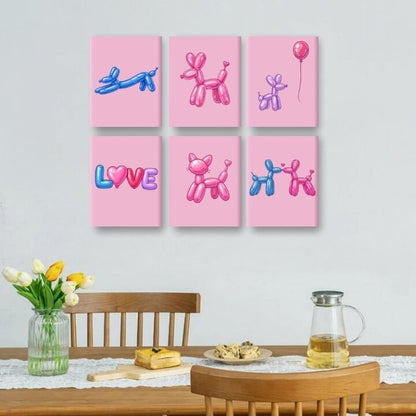 6 Mini Paintings - Balloon Animals Set