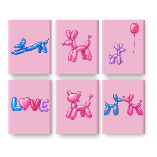 6 Mini Paintings - Balloon Animals Set