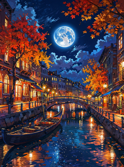 Autumn Moonlight Canal