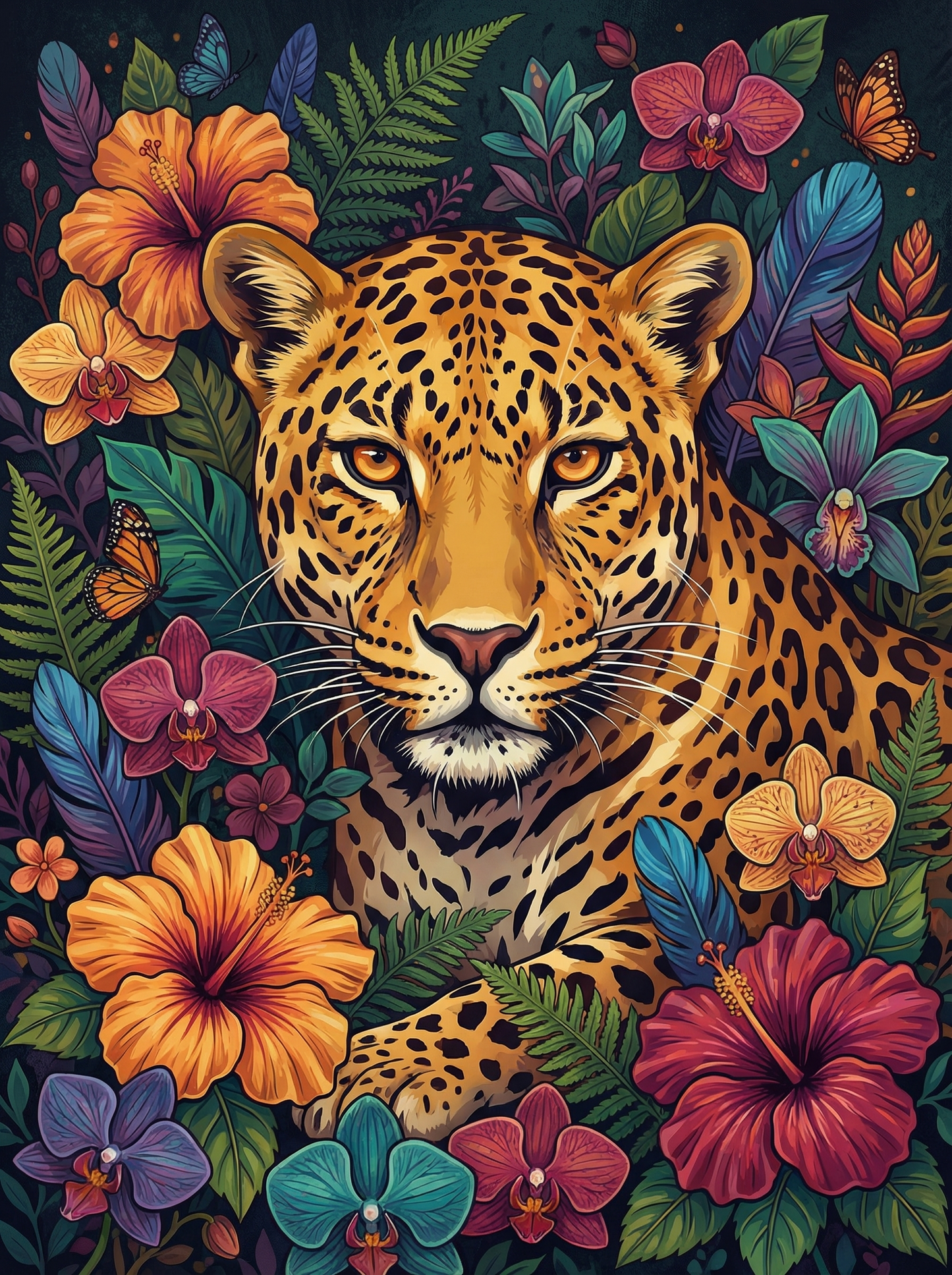 Tropical Flowers Leopard (120 Colors)