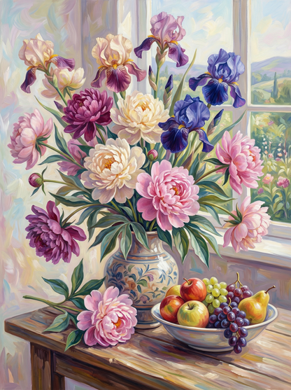 Peony Window Elegance