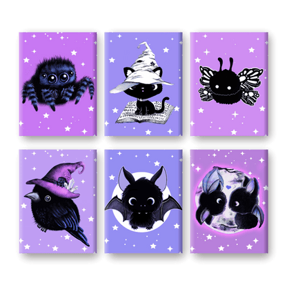 6 Mini Paintings | Sweet Gothic Creatures - By Tiny Tami