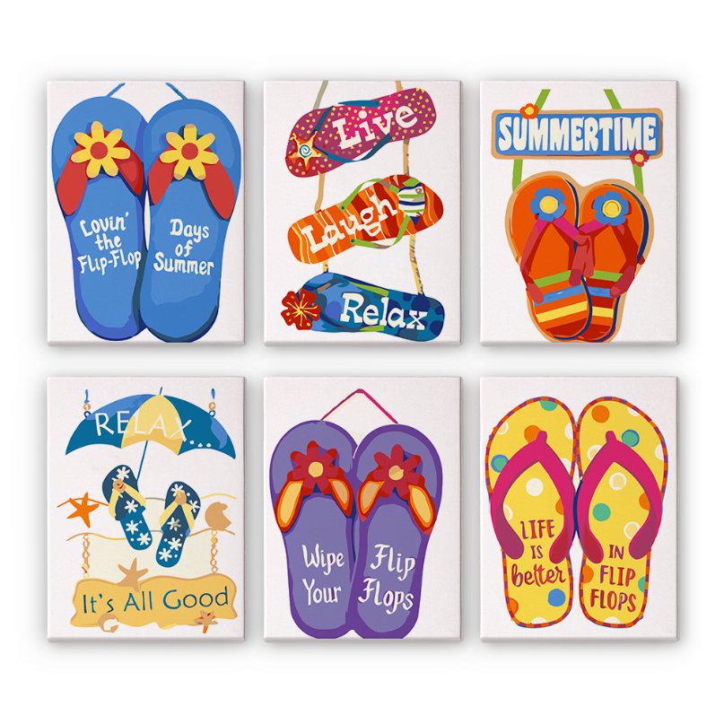6 Mini Paintings - Flip-Flop Summer Set
