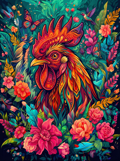 Floral Garden Rooster (120 Colors)