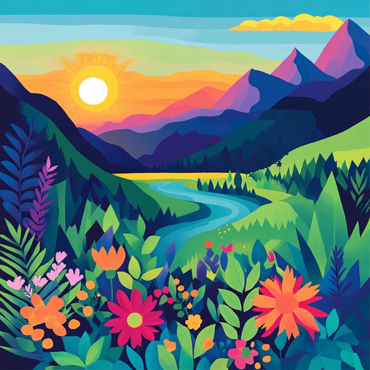 Mini Paint by Number with Frame - Colorful Landscape