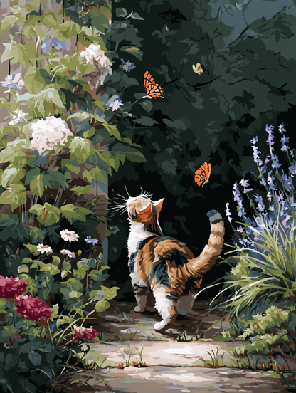 Garden Path Curious Cat