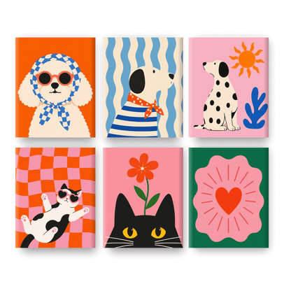 6 Mini Paintings - Pop Art Pets Set