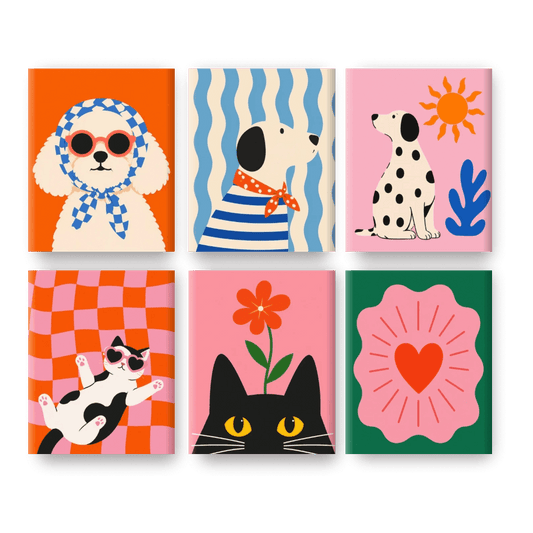 6 Mini Paintings - Pop Art Pets Set