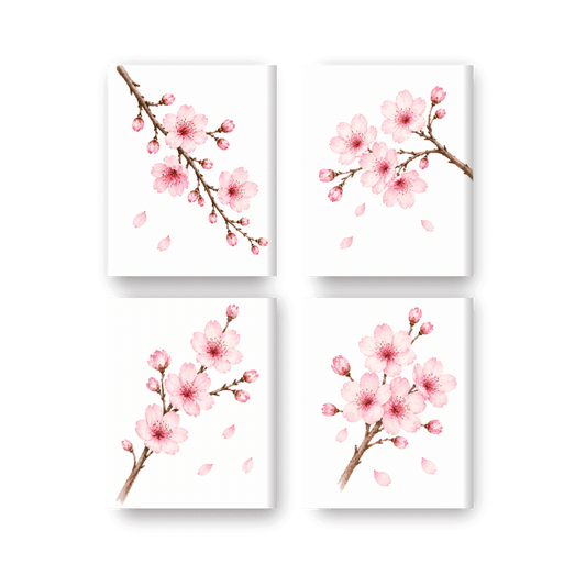 4 Mini Paintings - Cherry Blossom Set