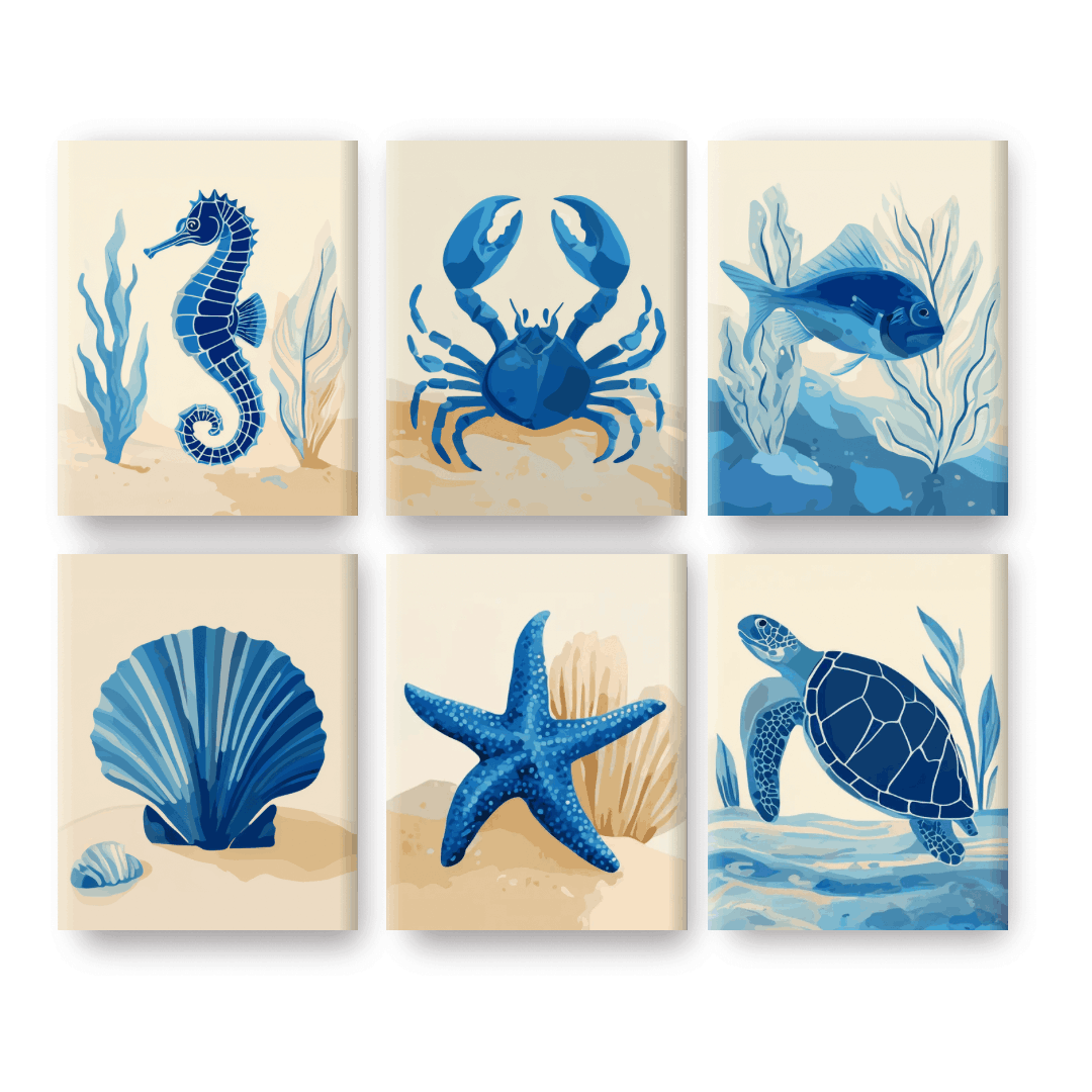 6 Mini Paintings - Under The Sea Set