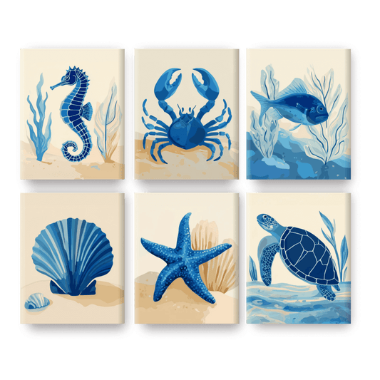 6 Mini Paintings - Under The Sea Set