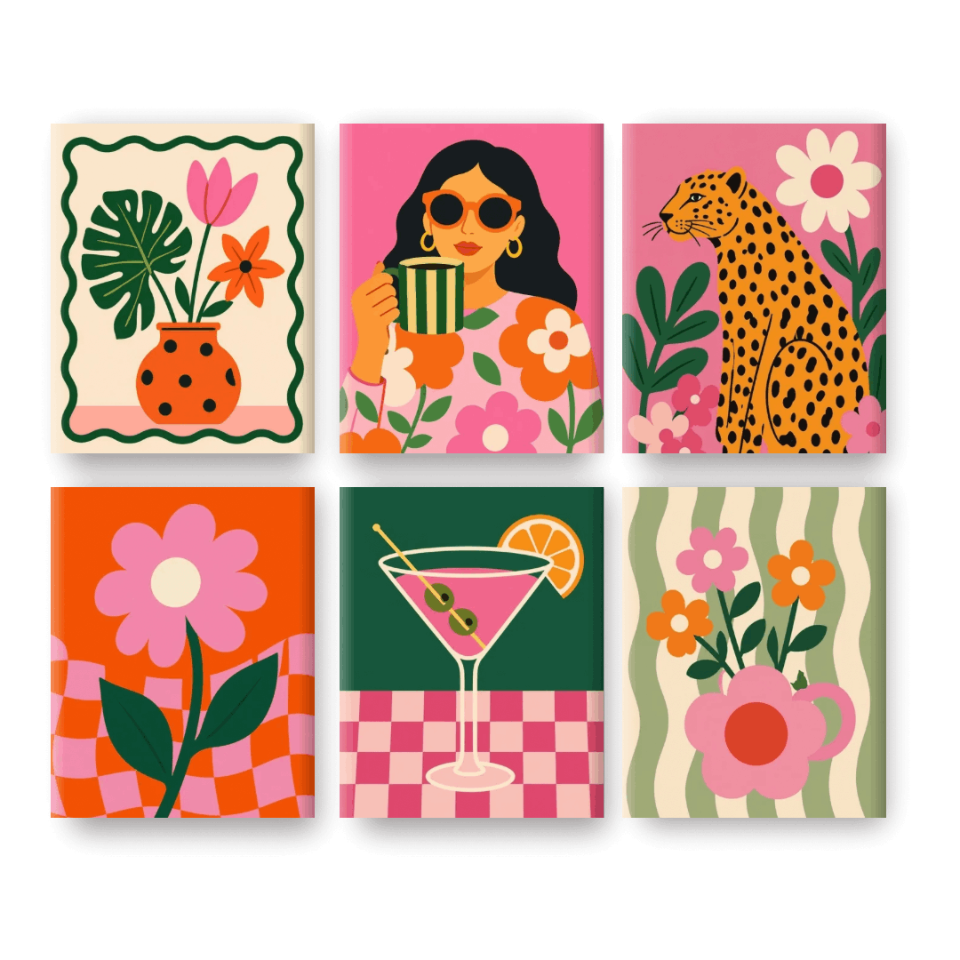 6 Mini Paintings - Vibrant Lifestyle Set