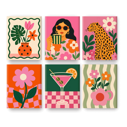 6 Mini Paintings - Vibrant Lifestyle Set