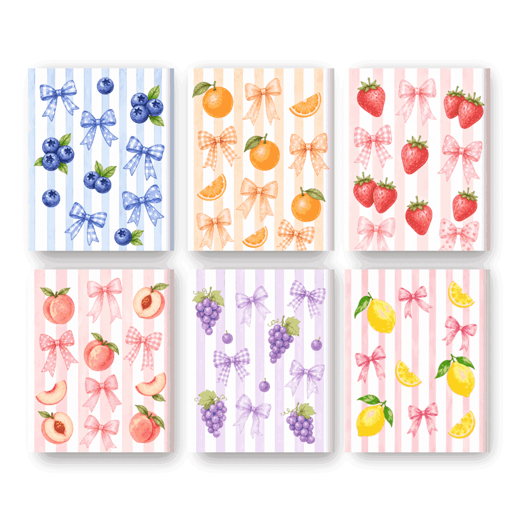 6 Mini Paintings - Fruity Bows Set