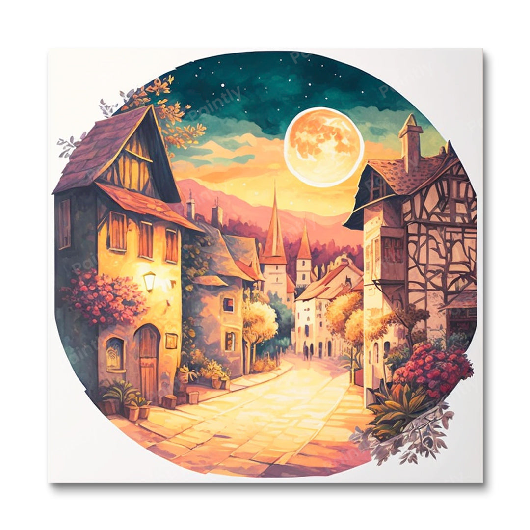 Moonlit European Village