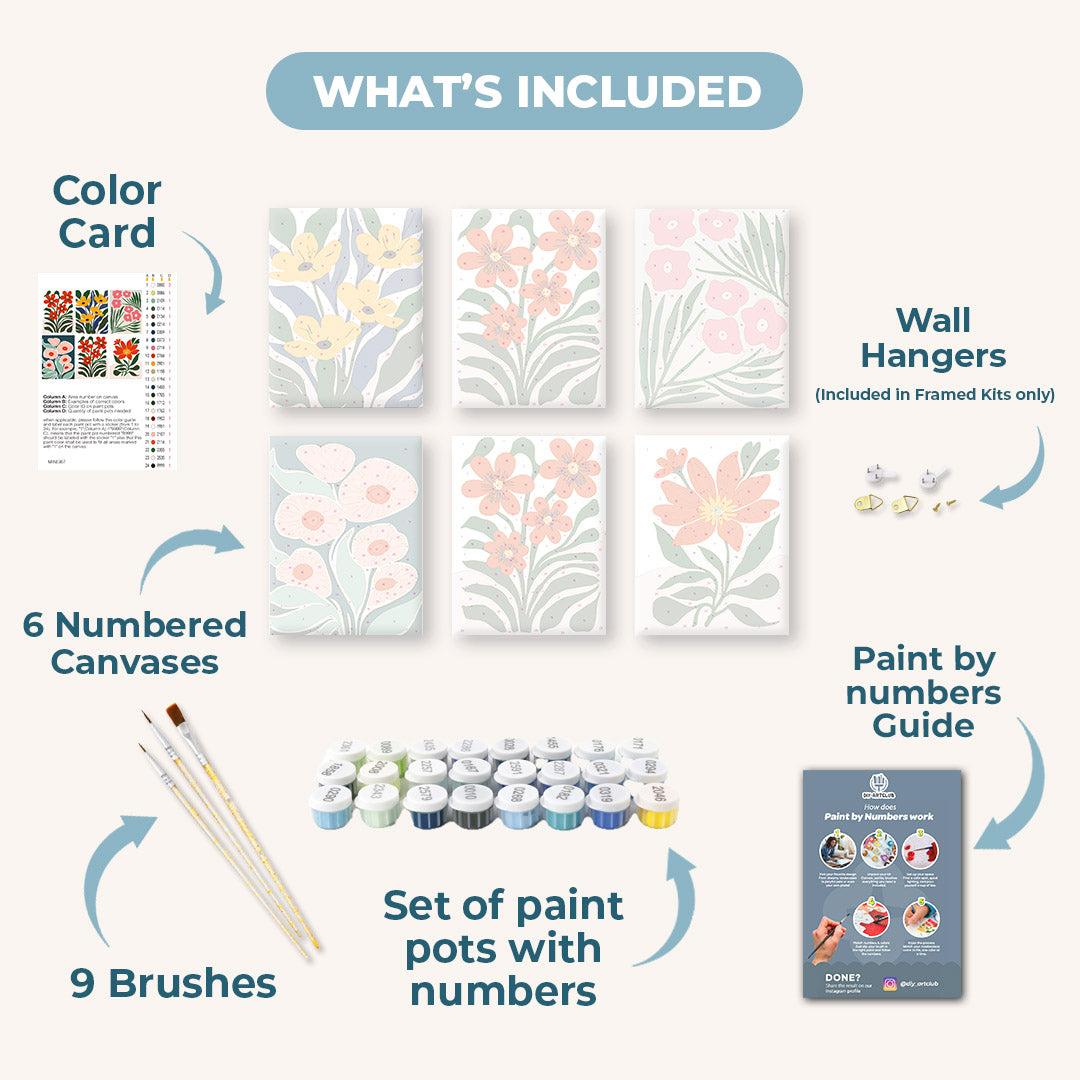 6 Mini Paintings - Gorgeous Flower Set