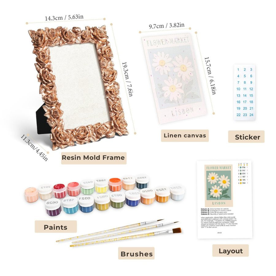 Mini Painting with Picture Frame – Flower Market Lisbon