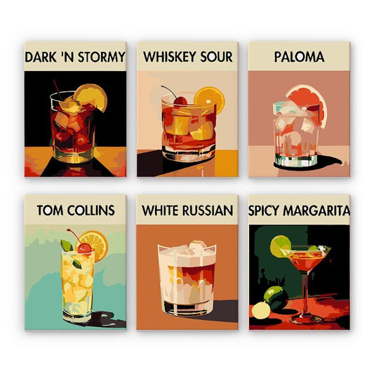 6 Mini Paintings - Exotic Cocktail Set