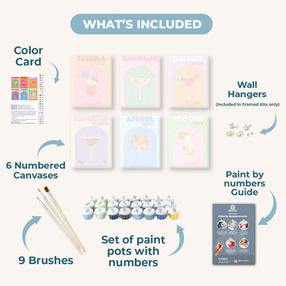 6 Mini Paintings - Sip & Paint Cocktail Set