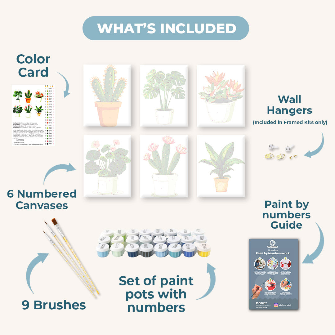 6 Mini Paintings - Gorgeous Plants Set