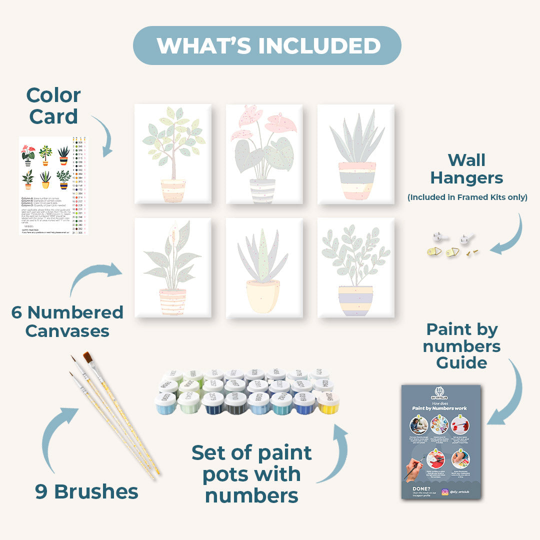 6 Mini Paintings - Botanic Plants Set