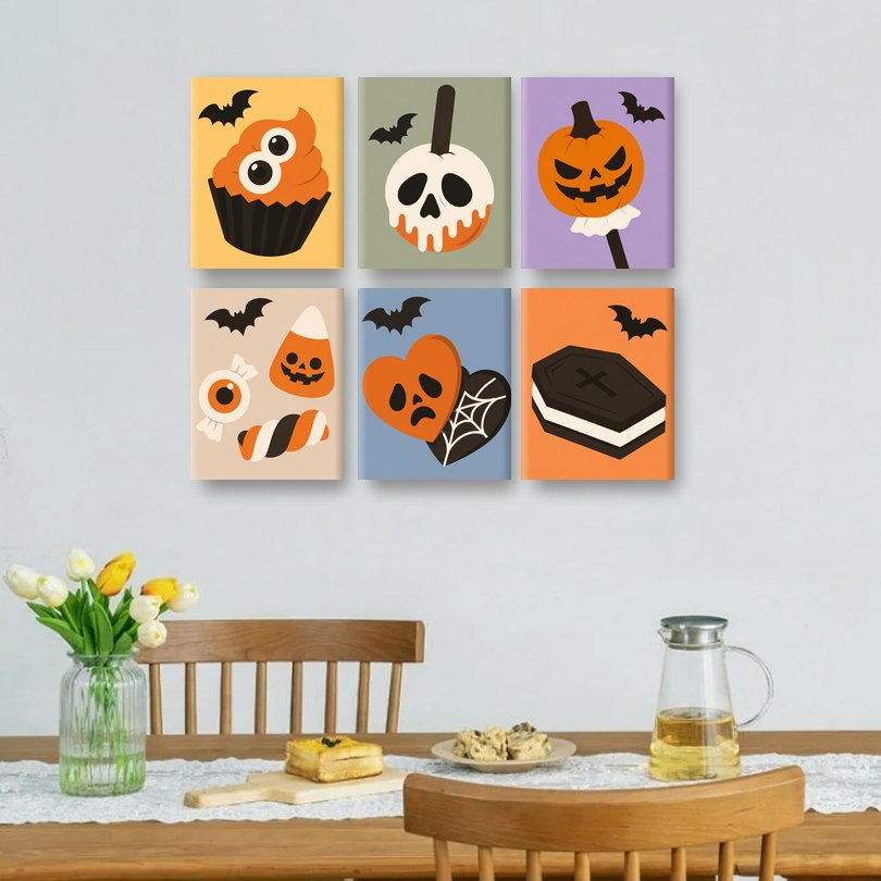 6 Mini Paintings - Trick or Treat Sweets Set