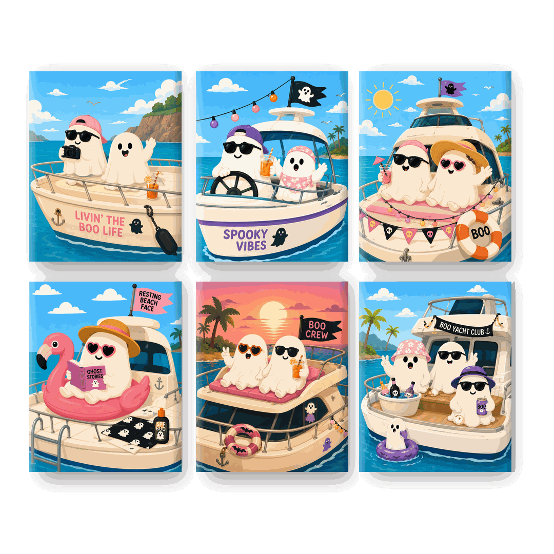 6 Mini Paintings - Summer Ghosts Set