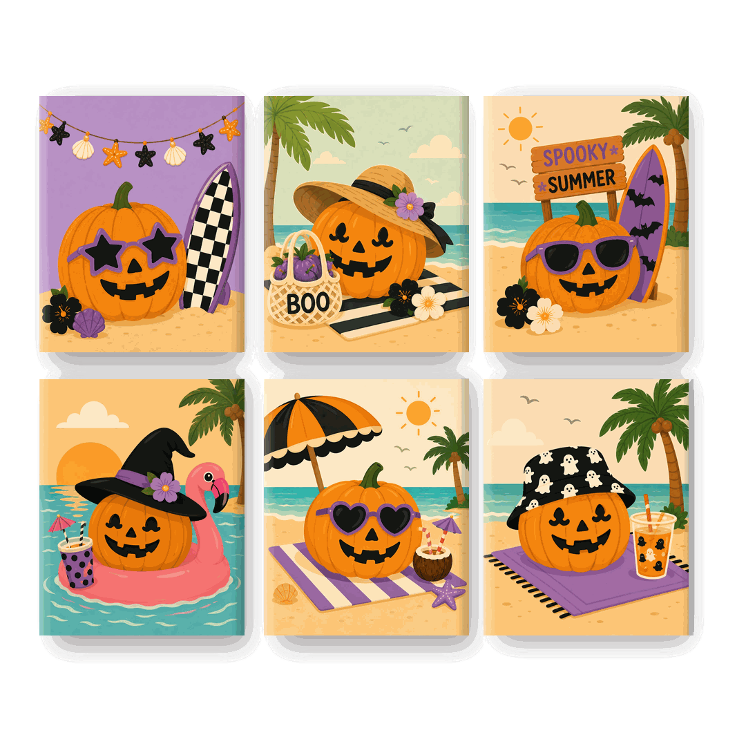 6 Mini Paintings - Summer Pumpkin Set
