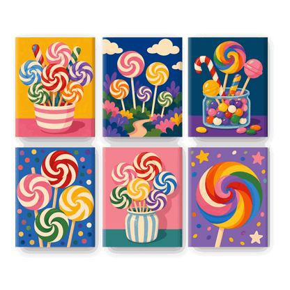 6 Mini Paintings - Lollipop Set