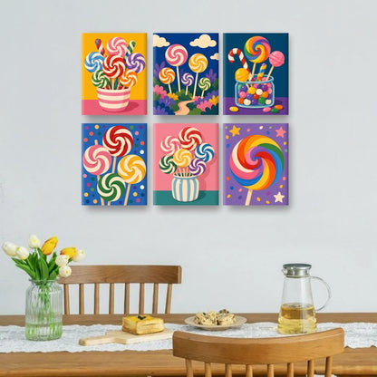 6 Mini Paintings - Lollipop Set