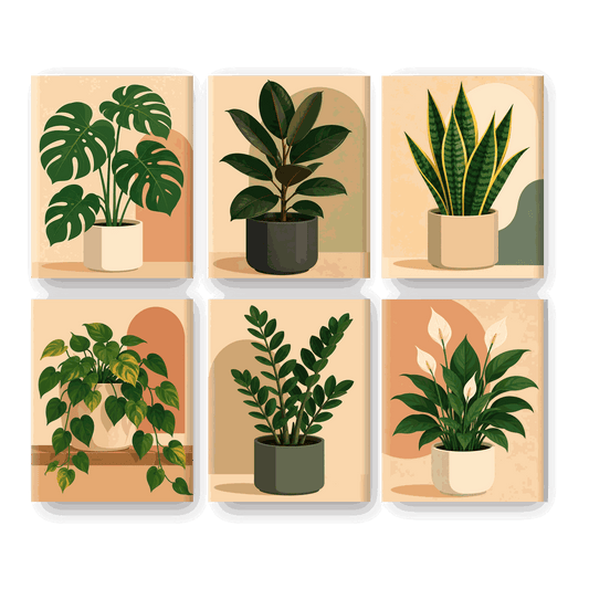 6 Mini Paintings - Monstera Set