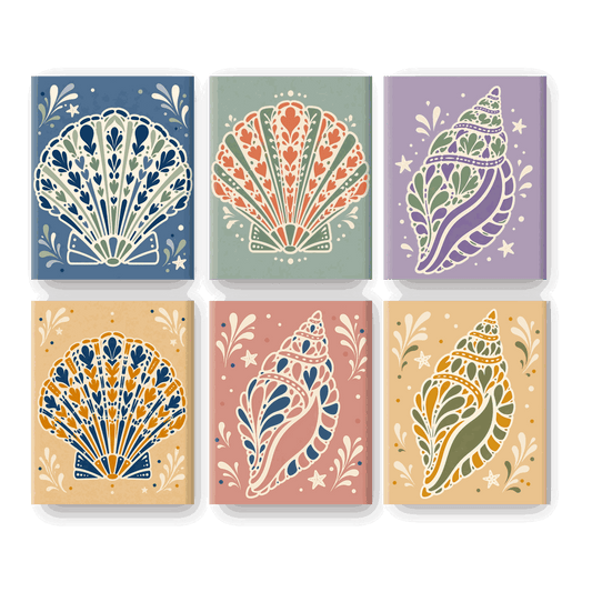 6 Mini Paintings - Colorful Shell Set