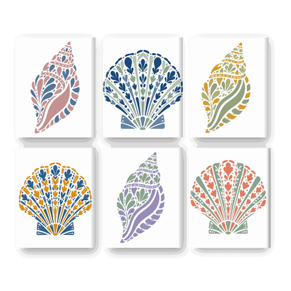 6 Mini Paintings - Coastal Shells Set