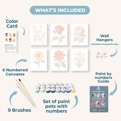 6 Mini Paintings - Flowers and Roses Set