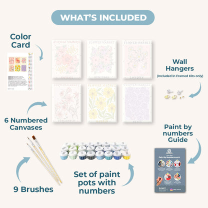 6 Mini Paintings - Gorgeous Flower Market Set