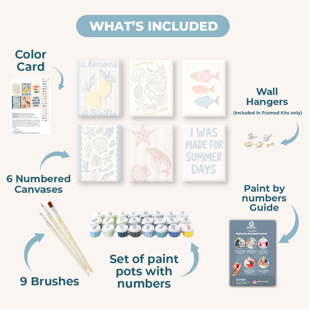 6 Mini Paintings - Beachlife Set