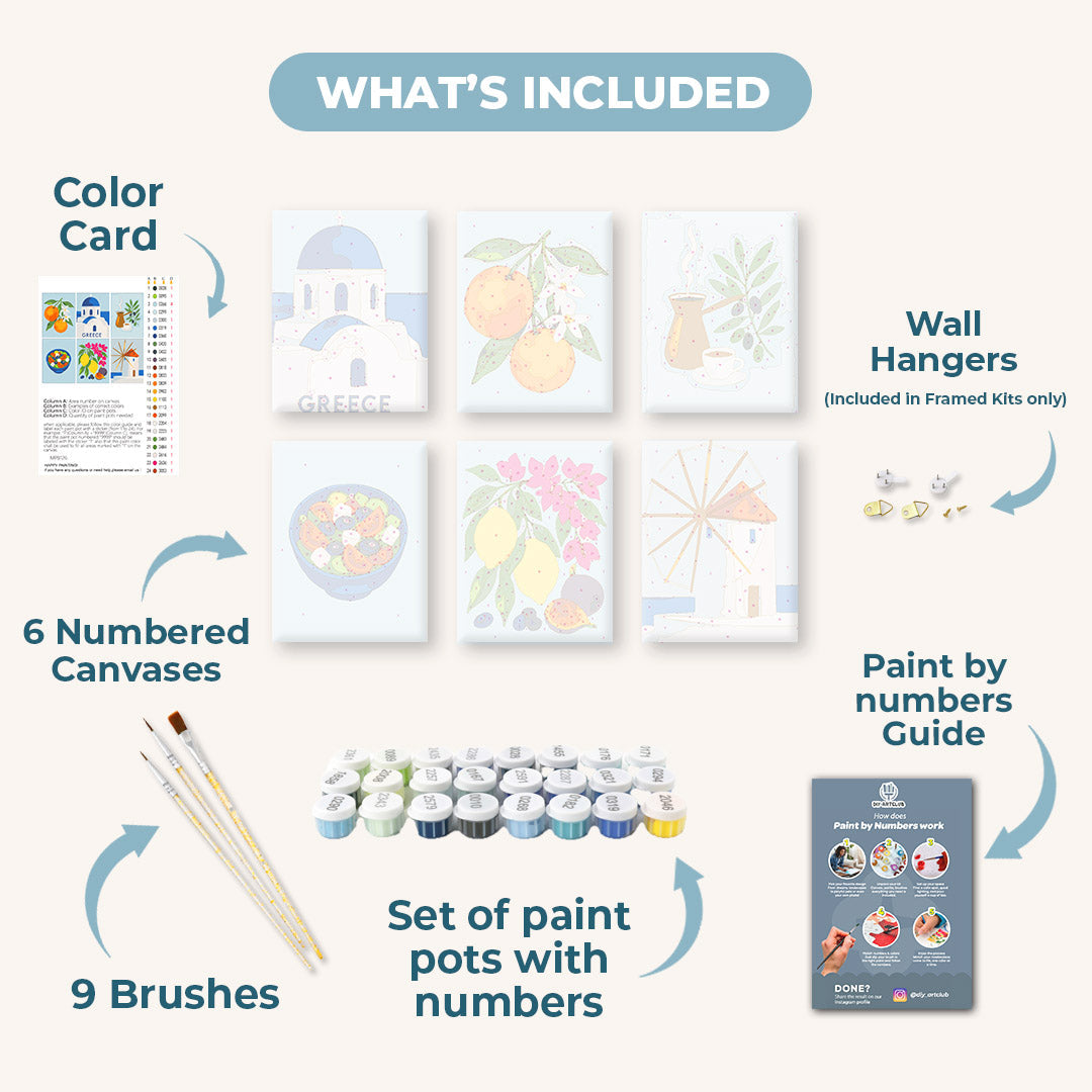 6 Mini Paintings - Greek Summer Set