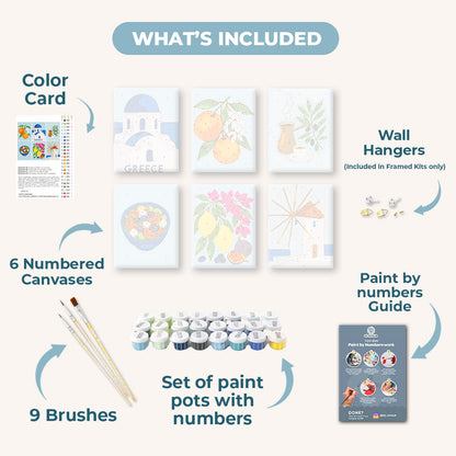 6 Mini Paintings - Greek Summer Set