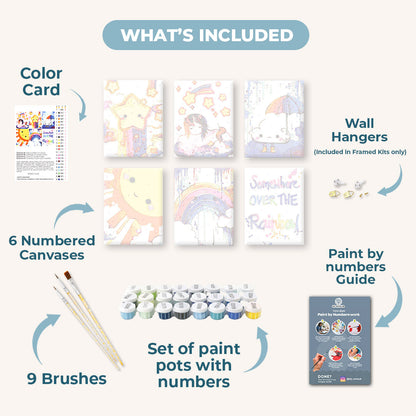 6 Mini Paintings | Kawaii Rainbow Set - By Tiny Tami