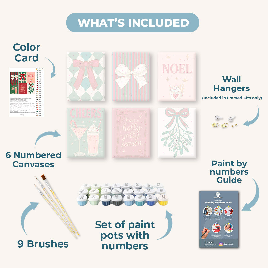 6 Mini Paintings - Merry Christmas Set