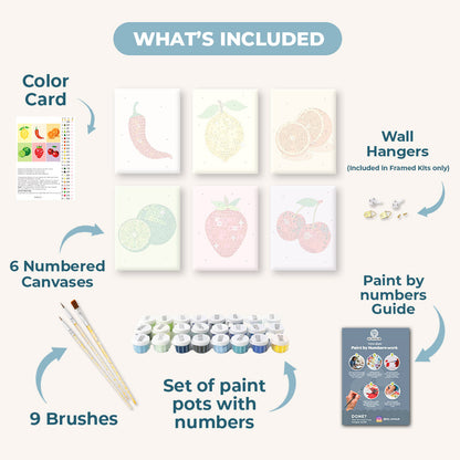 6 Mini Paintings - Shiny Fruit Set