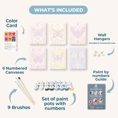 6 Mini Paintings - Colorful Butterflies Set